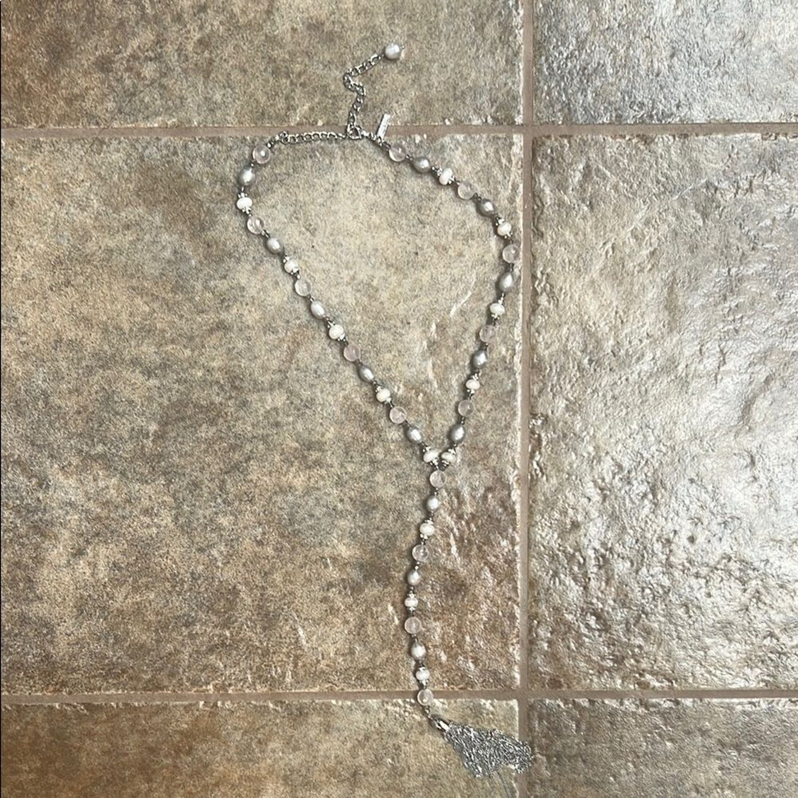 White House Black Market Silver and White Elegant Necklace