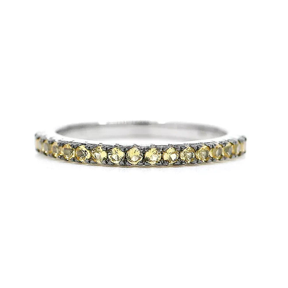 Anna Zuckerman Canary Yellow Stackable Half Eternity Sterling Silver Band Ring