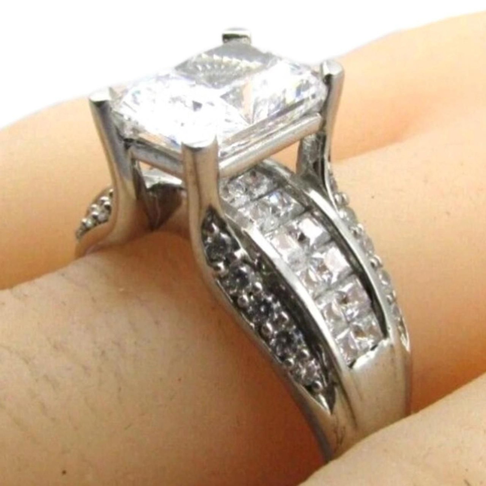 Victoria Wieck 925 Radiant Cut CZ Statement Ring Size 10