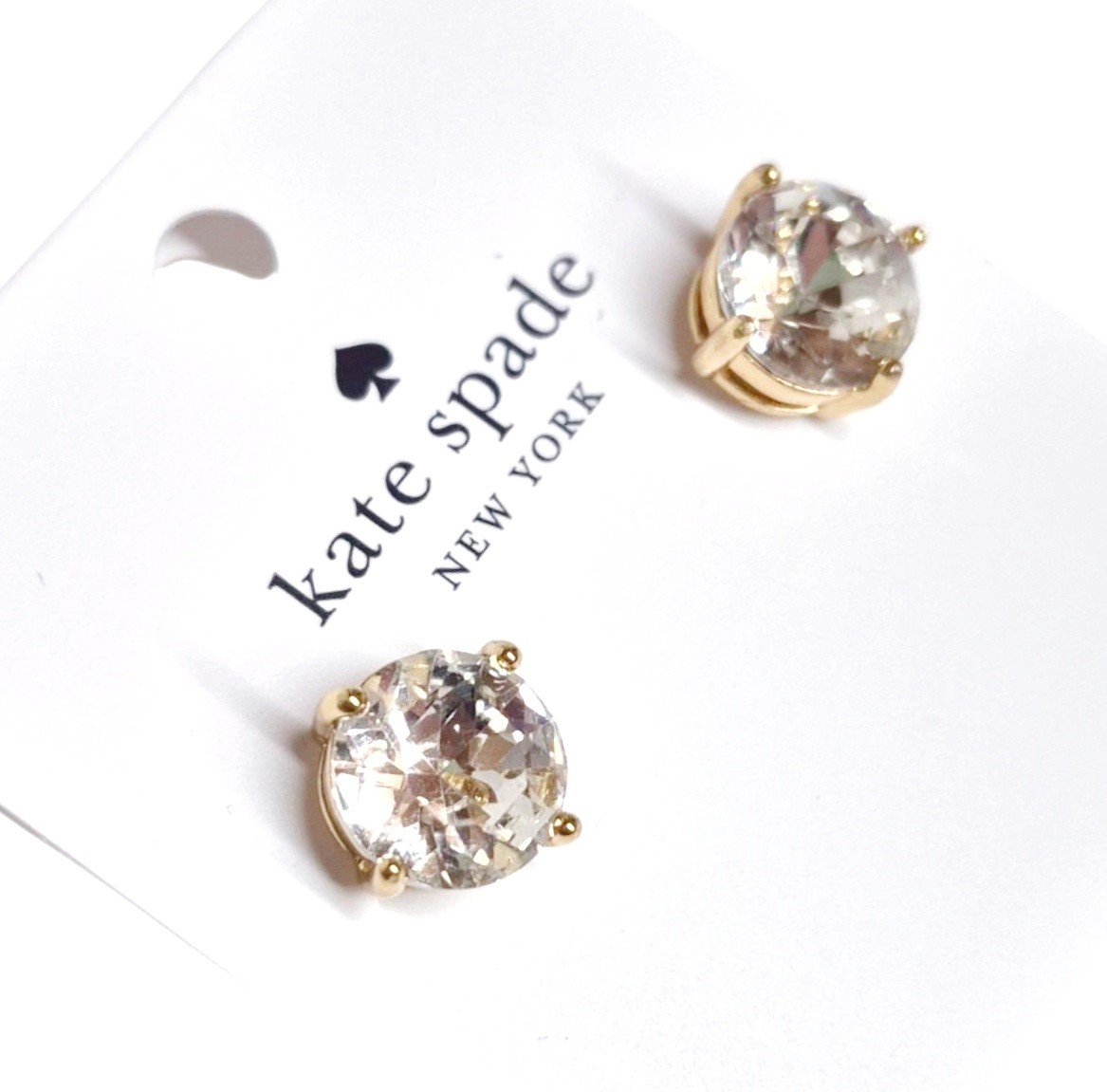 Kate Sapde Gumdrops Stud Earrnigs Clear/Gold 12-k Gold Plated O0RUO666 New