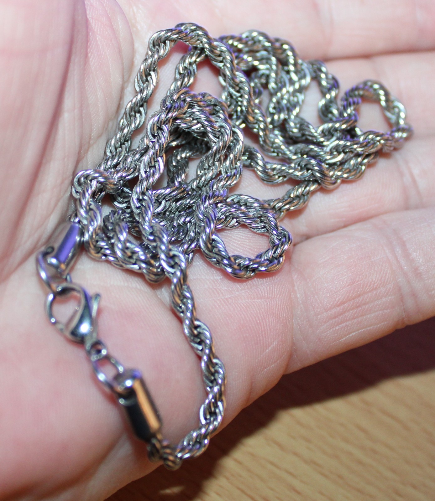 3.5 mm Solid Stainless Steel Rope Chain Necklace 28.5″ 25 Grams Total Weight New
