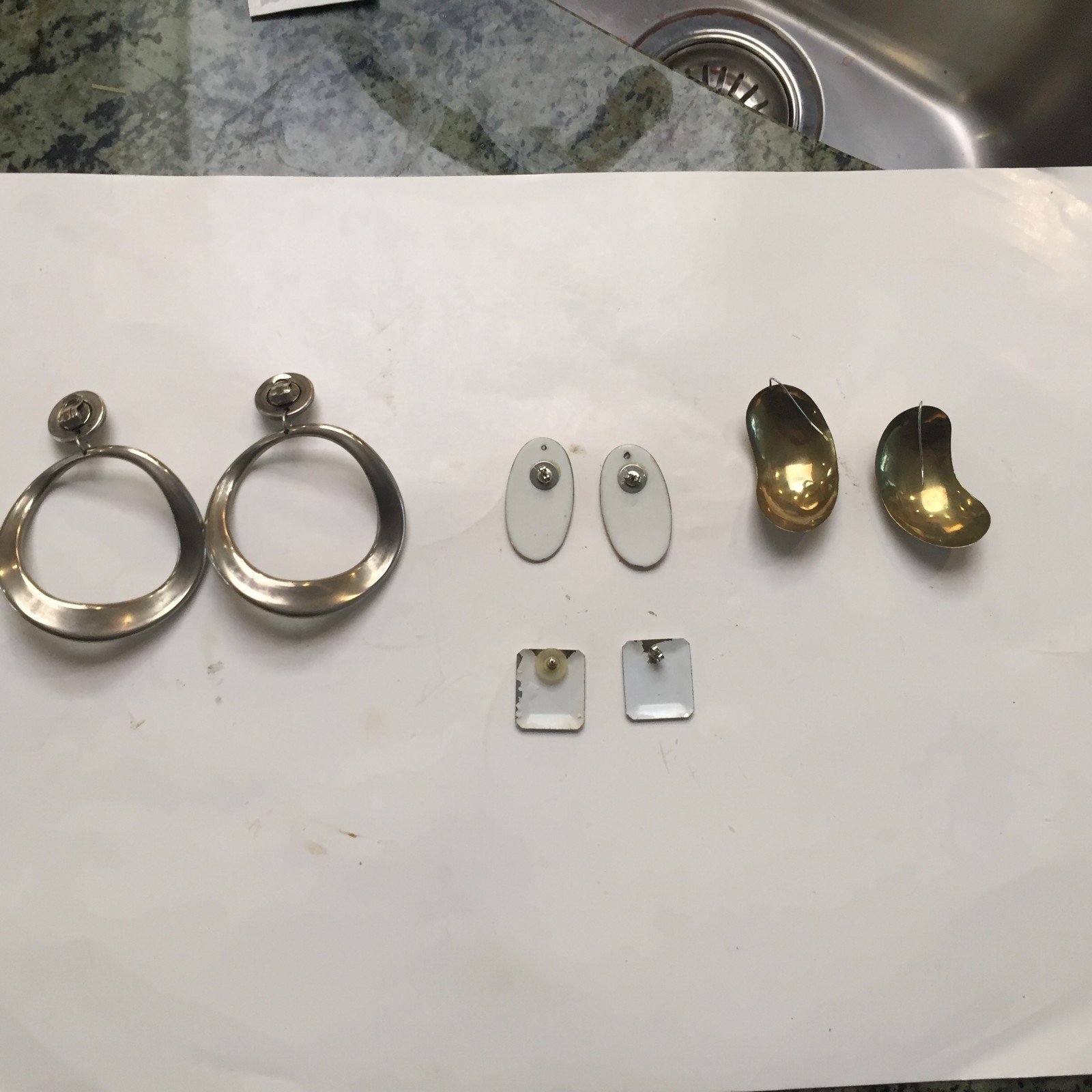 Vintage Retro Earrings ~ Metal ~ 4 sets ~ Details in condition & Description