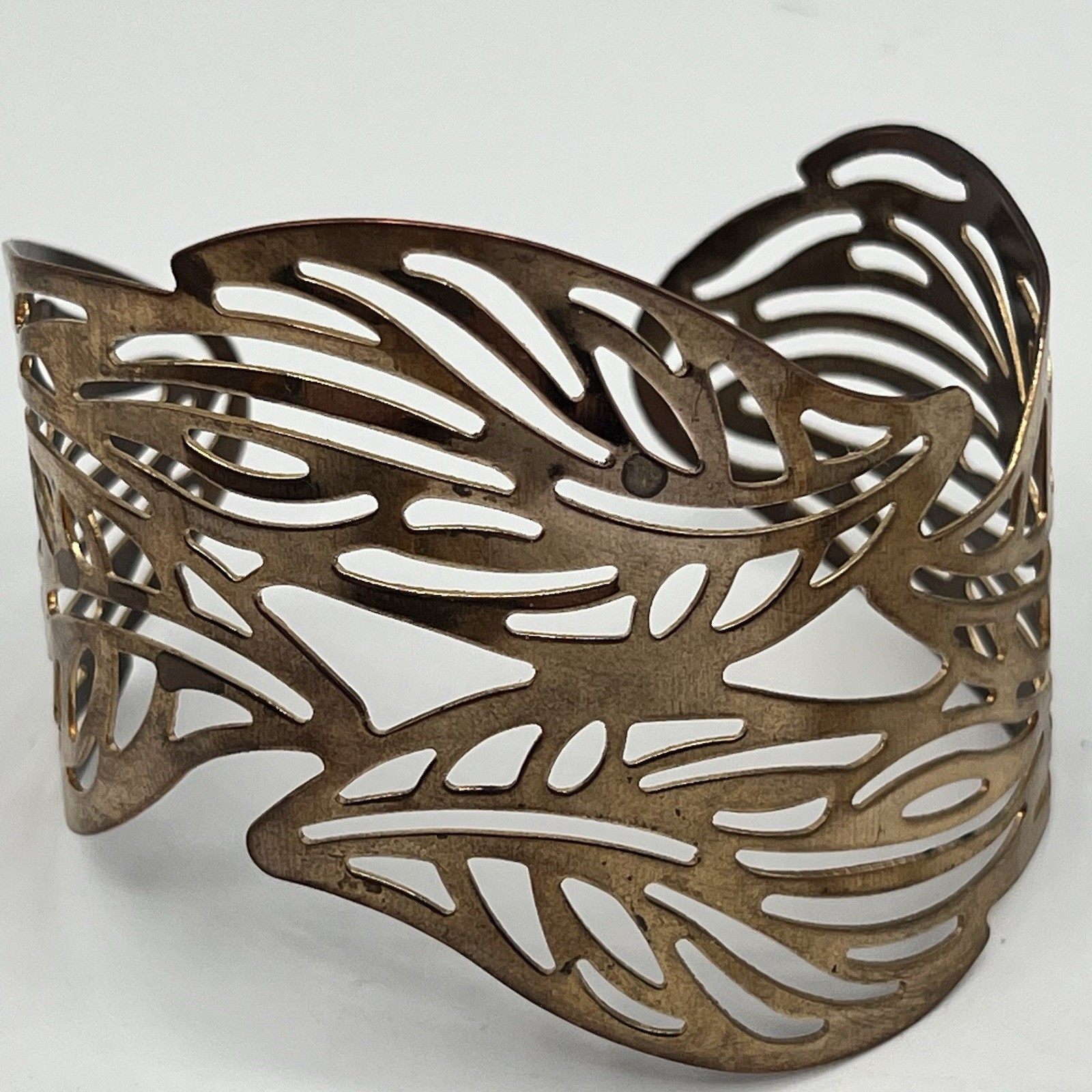 Wide Cuff Bracelet Lot Gold Tone Mesh Copper Openwork Statement Trio Bold Chunky