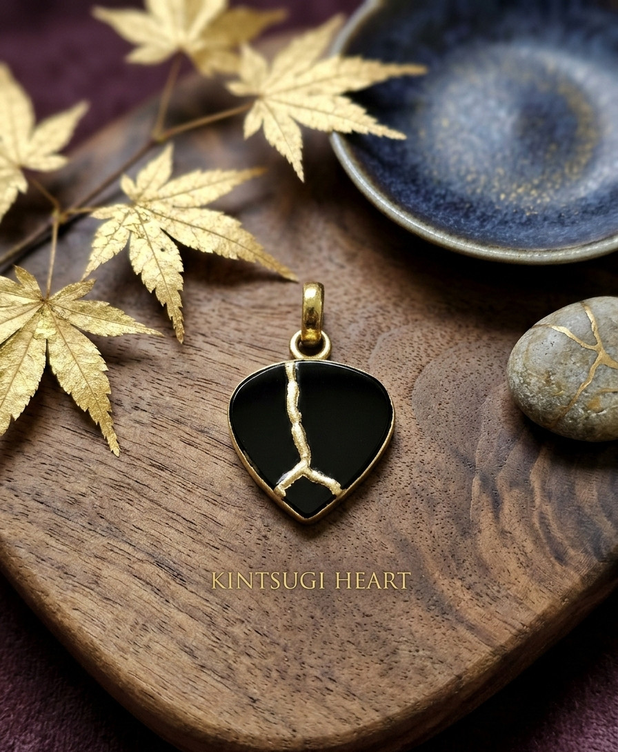 AAA ONYX Jewelry Necklace KINTSUGI ART JAPANESE Jewelry Gift Gold Plated Chain