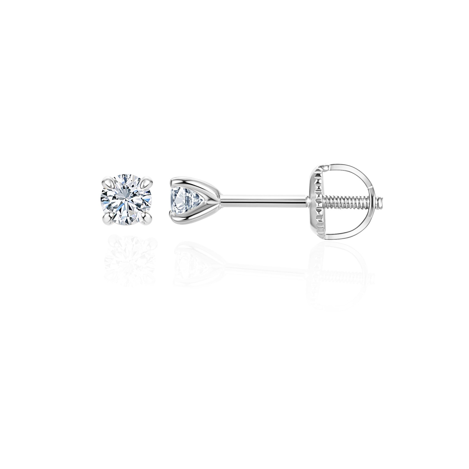 Lab-Grown Diamond Stud Earrings in Hypoallergenic 925 Sterling Silver, Screw …