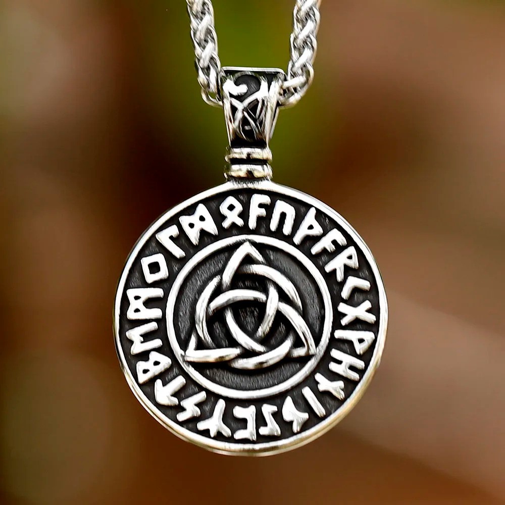 Viking Celtic Knot Rune Necklace Stainless Steel Necklace