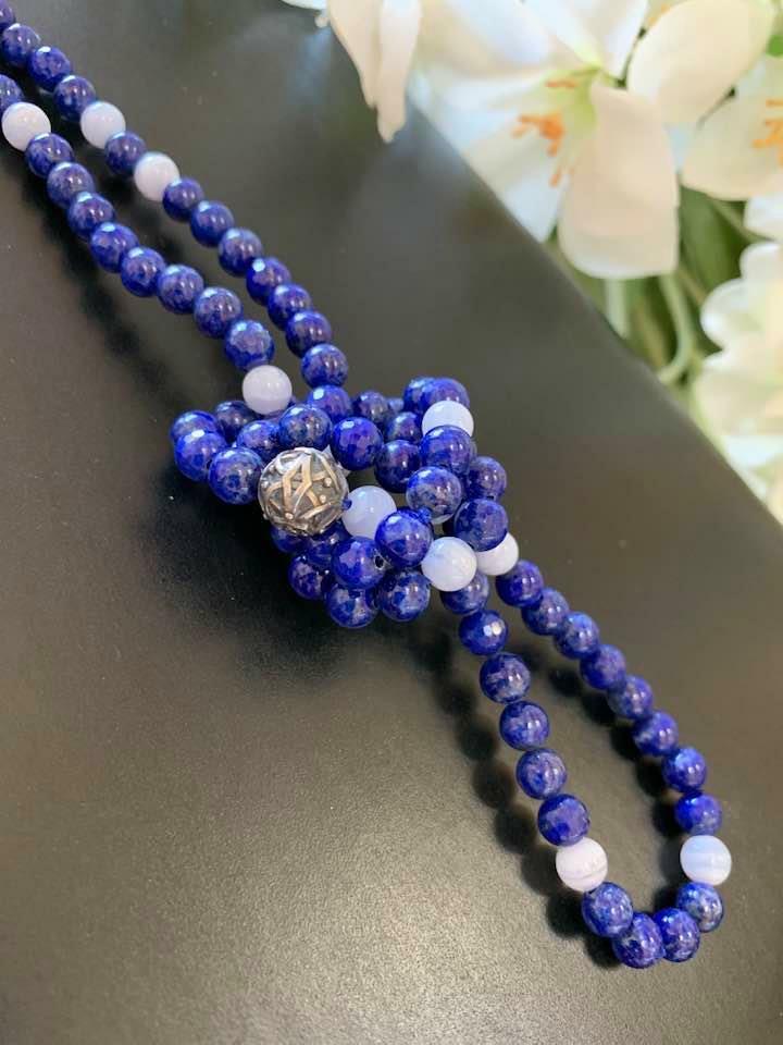 Beautiful Royal Blue Beads Long Necklace, Bracelet, 158 Beads, 38 inches