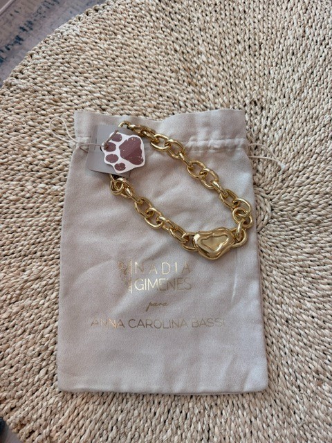 Nadia Gimenes x Anna Carolina Bassi Chunky Gold Heart Chain Statement Necklace