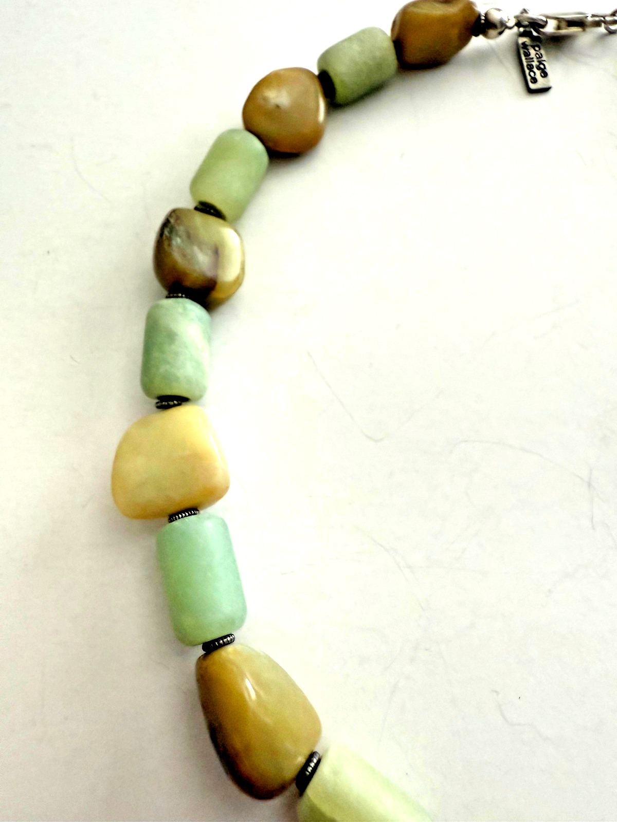 Paige Wallace for Marushka SS 925 Polished Stones Beaded Necklace – Signed