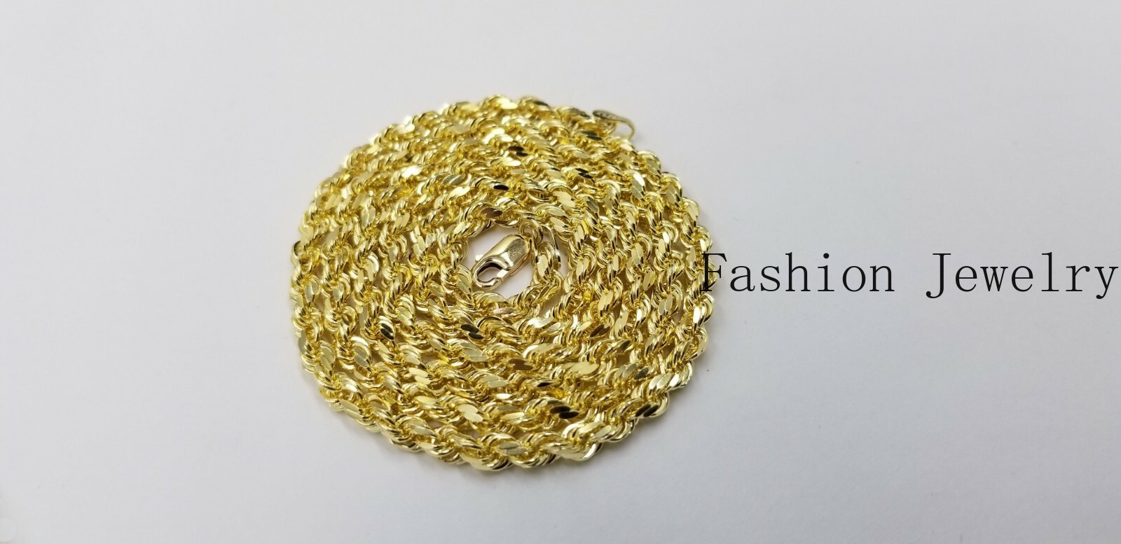 SOLID 10k Gold Rope Chain 5mm 20″ Diamond Cut Men Women