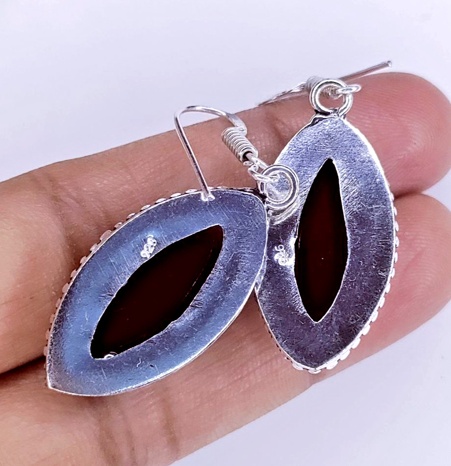 Australian Triplets Opal Gemstone 925 Sterling Silver Handmade Jewelry Earrings