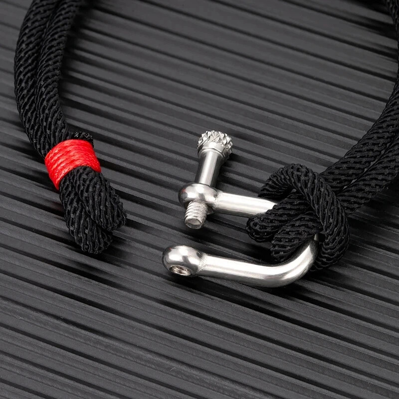 MKENDN Men’s Nautical Double Strand U shape Shackle Survival Rope Bracelet Women