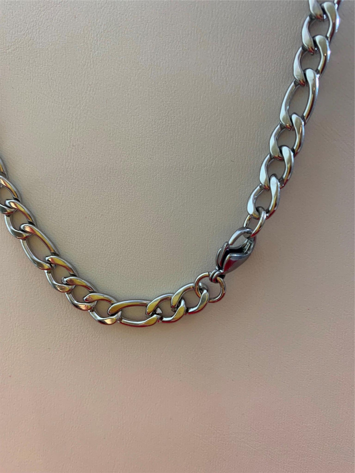 SILVER STAINLESS STEEL FIGARO 16″-36″ MEN WOMEN 3/4/5/7/9/10/12MM CHAIN NECKLACE