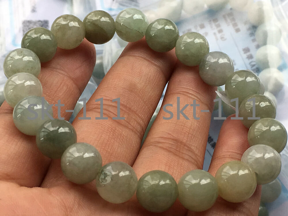 Certified natural A grade jade jadeite 10mm Round elastic jade bracelet AAA