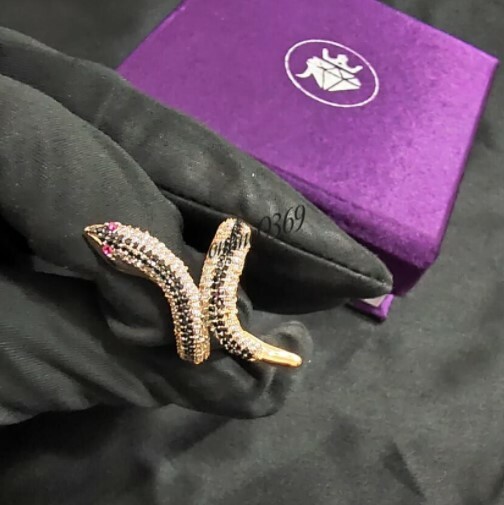 Ladies Snake Cocktail Ring 1.62ct Black White Cubic Zirconia 925 Silver