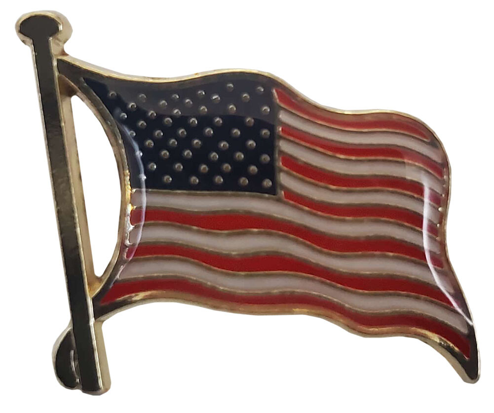 USA Waving Flag V Motorcycle Hat Cap Lapel Pin