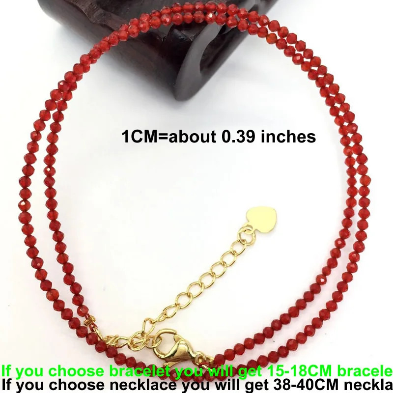 Natural Stone Necklace 2mm Faceted Bead Strand 38-40cm Adjustable Jewelry