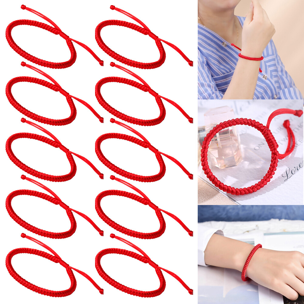 10PCS Lucky Red Cord bracelet Amulet Protection Knitted Rope For Man Woman USA