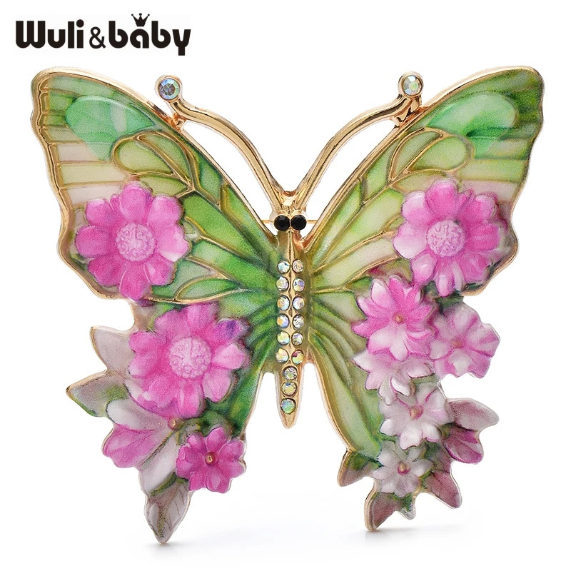 Beautiful Vintage Big Flower Butterfly Insect Brooch 5 Color Wuli&baby For Women
