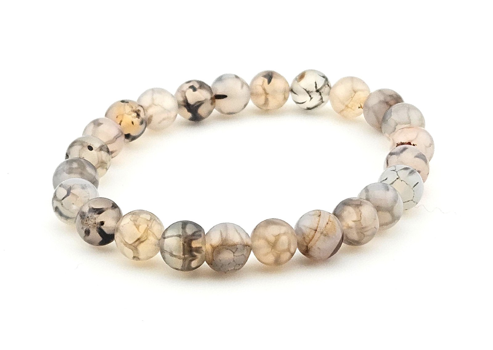 Gray Black & Brown Stone Beaded Elastic Bracelet J15-3671