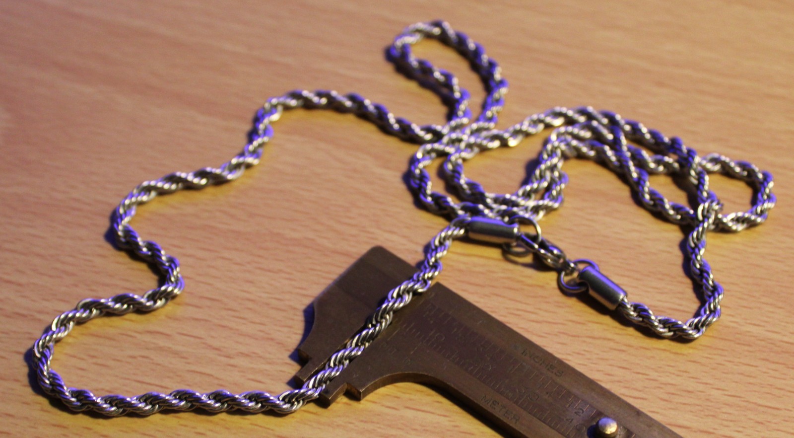 3.5 mm Solid Stainless Steel Rope Chain Necklace 28.5″ 25 Grams Total Weight New