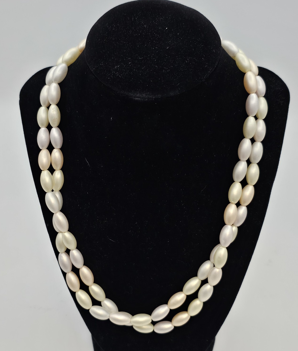 Double Strand Faux Pearl Necklace Oval Beads Classic Wedding Formal