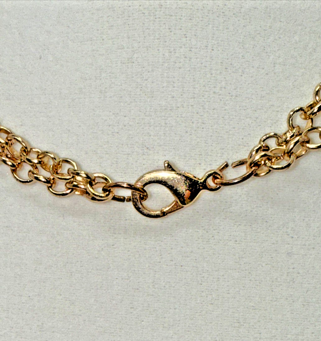 Vintage Gold Tone Chunky AB Rhinestone Cuban Link Statement Necklace Collar Blin