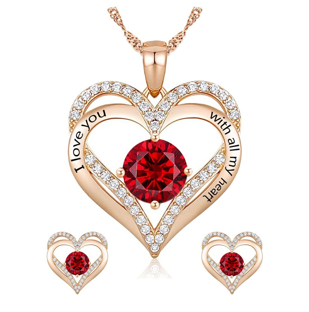925 Silver Birthstone Necklace/Gift for Wife /Gift for Girlfriend –Free Earrings