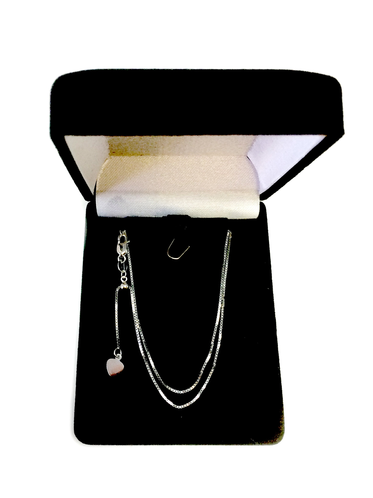 Sterling Silver Rhodium Plated Adjustable Box Chain Necklace, 0.7mm, 22″
