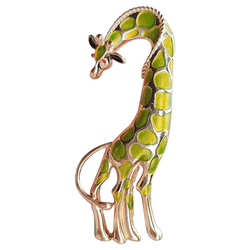 2pcs Fashion Cartoon Alloy Enamel Animal Accessories Giraffe Pin Brooch