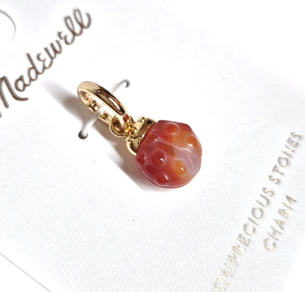 Madewell Semiprecious Ladybug Charm Antique Gold Red Brass Nickel Safe New