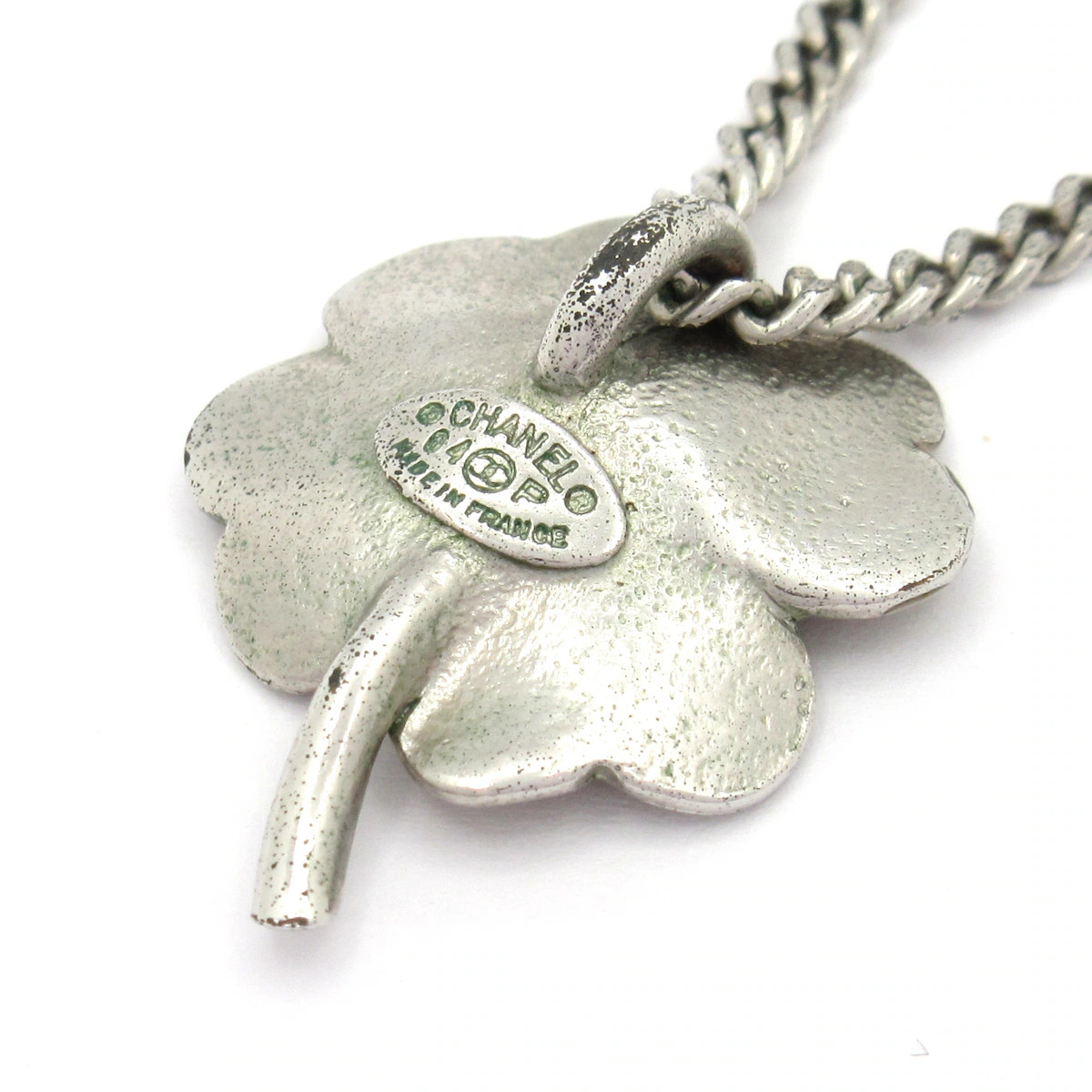 CHANEL Silver Beige Hardware Rhinestones Necklace