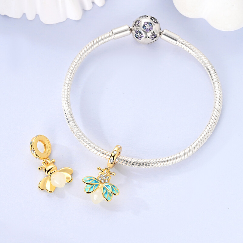 MULA 925 Silver Summer Luminous Firefly DIY Charm CZ for Bracelet