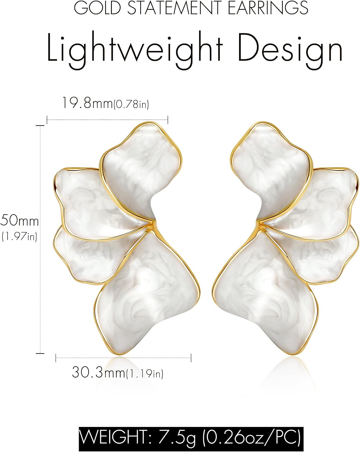 Gold Flower Statement Earrings for Women 14K Gold Plated Dangle Earrings Hypoall
