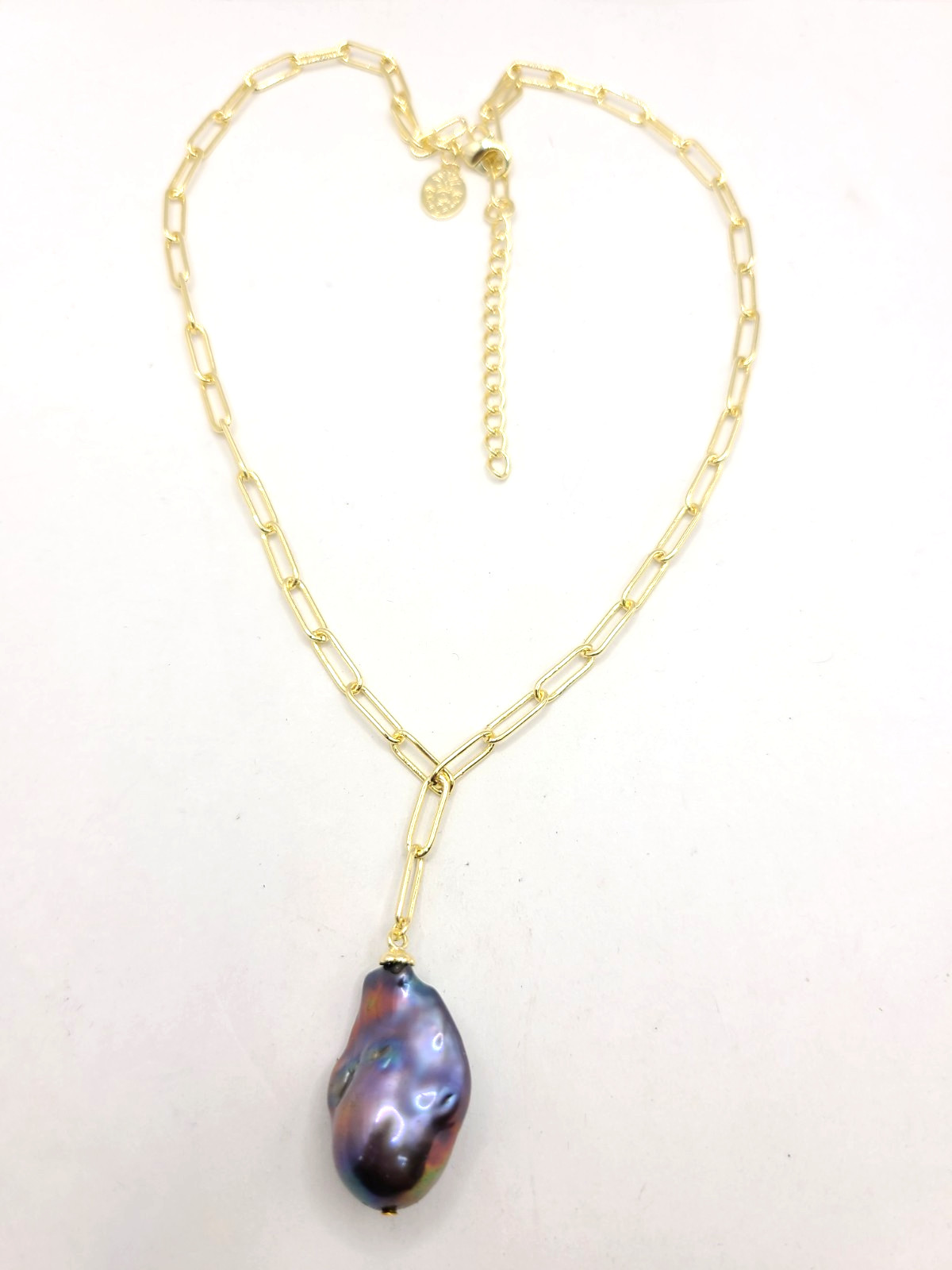 Baroque Pearl Pendant Y-Necklace 14K Gold-Filled Chain Charm Necklace Statement