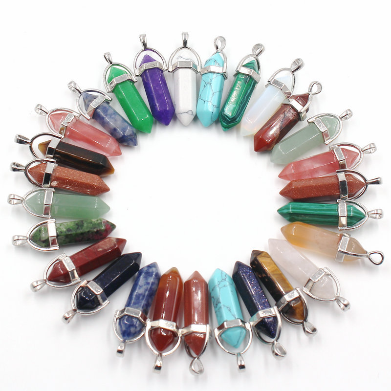 Mixed Natural stone Point Chakra Gemstone Pendants 24pcs/lot Wholesale