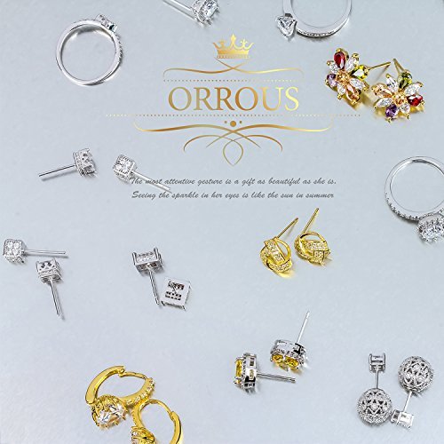 18k White Gold Plated Cubic Zirconia Arch Pendant Necklace by Orrous & Co