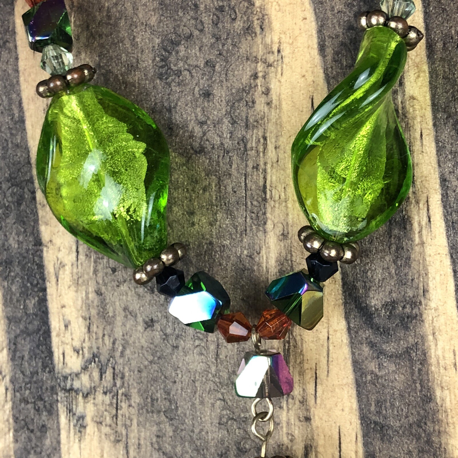 Green Multicolor Pendant Beaded Fashion Necklace