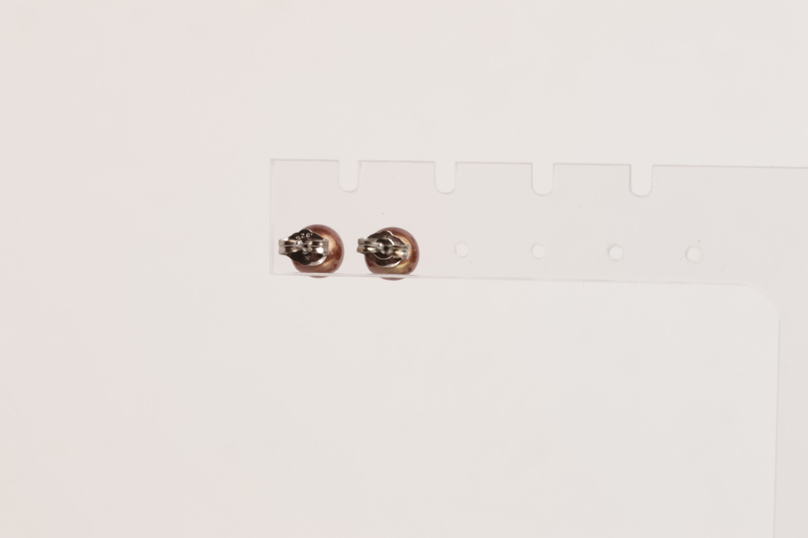 Small Light Brown Natural Pearl Stud Earrings on 925 Sterling Silver 6.9 mm big