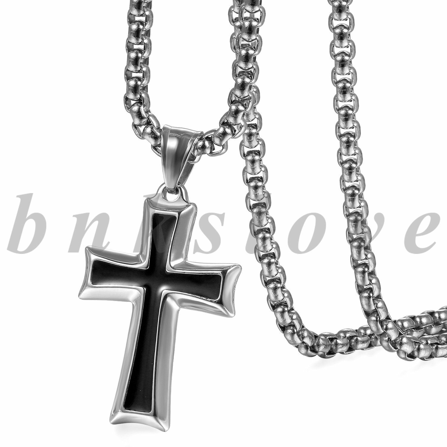 Mens Stainless Steel Two Tone Crucifix Cross Pendant Necklace Chain Jewelry Gift