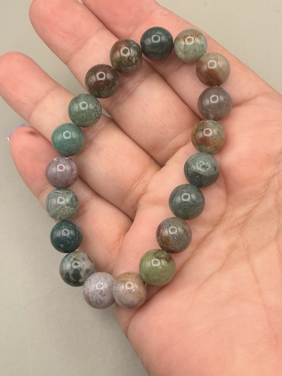 Ocean Jasper Round Beaded Bracelet Beads Size 10mm 7.5” Length (10mm)