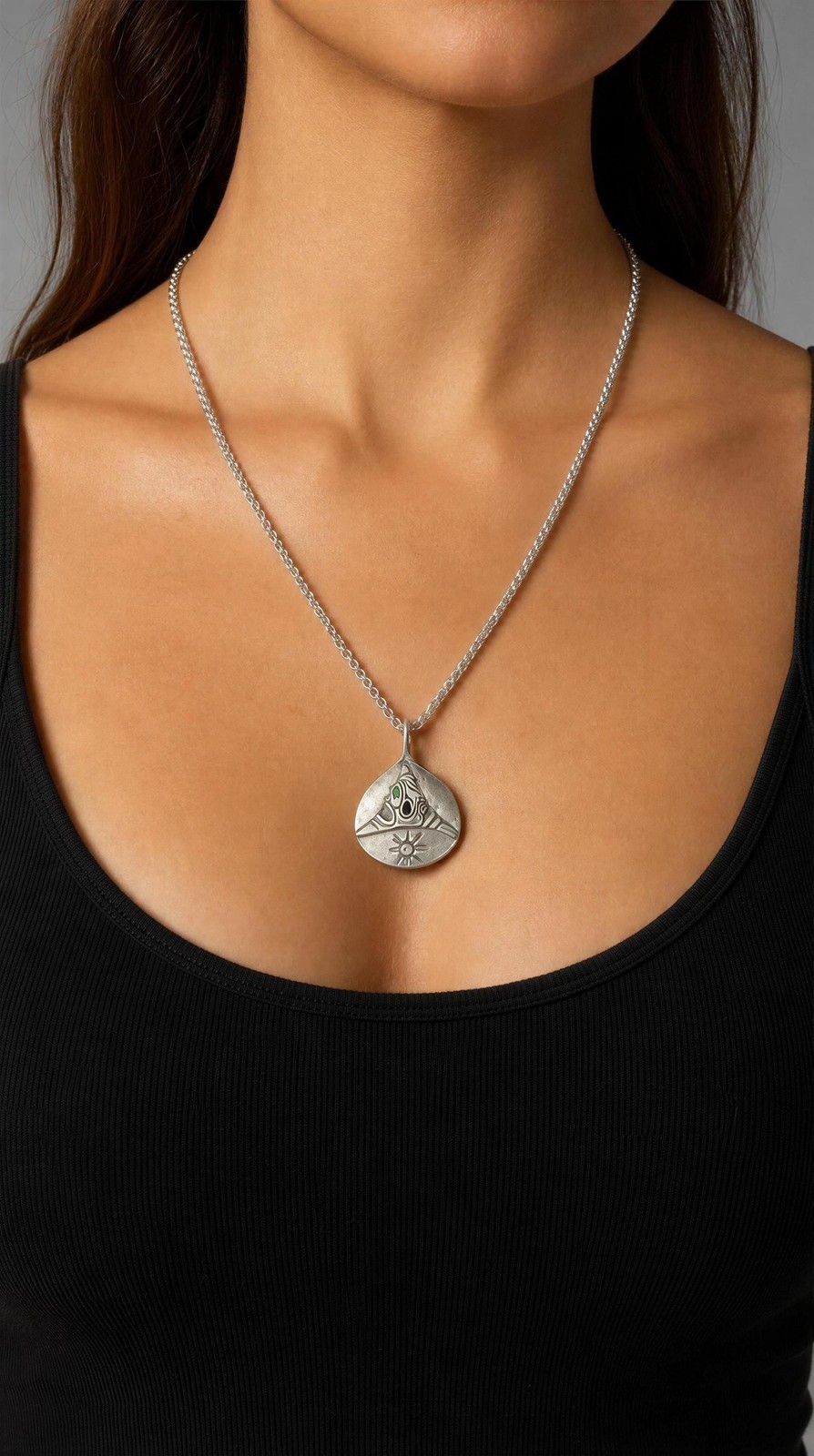 Handcrafted Lead-Free Pewter Taino Trigonolito Pendant on 3.5mm Cuban Links