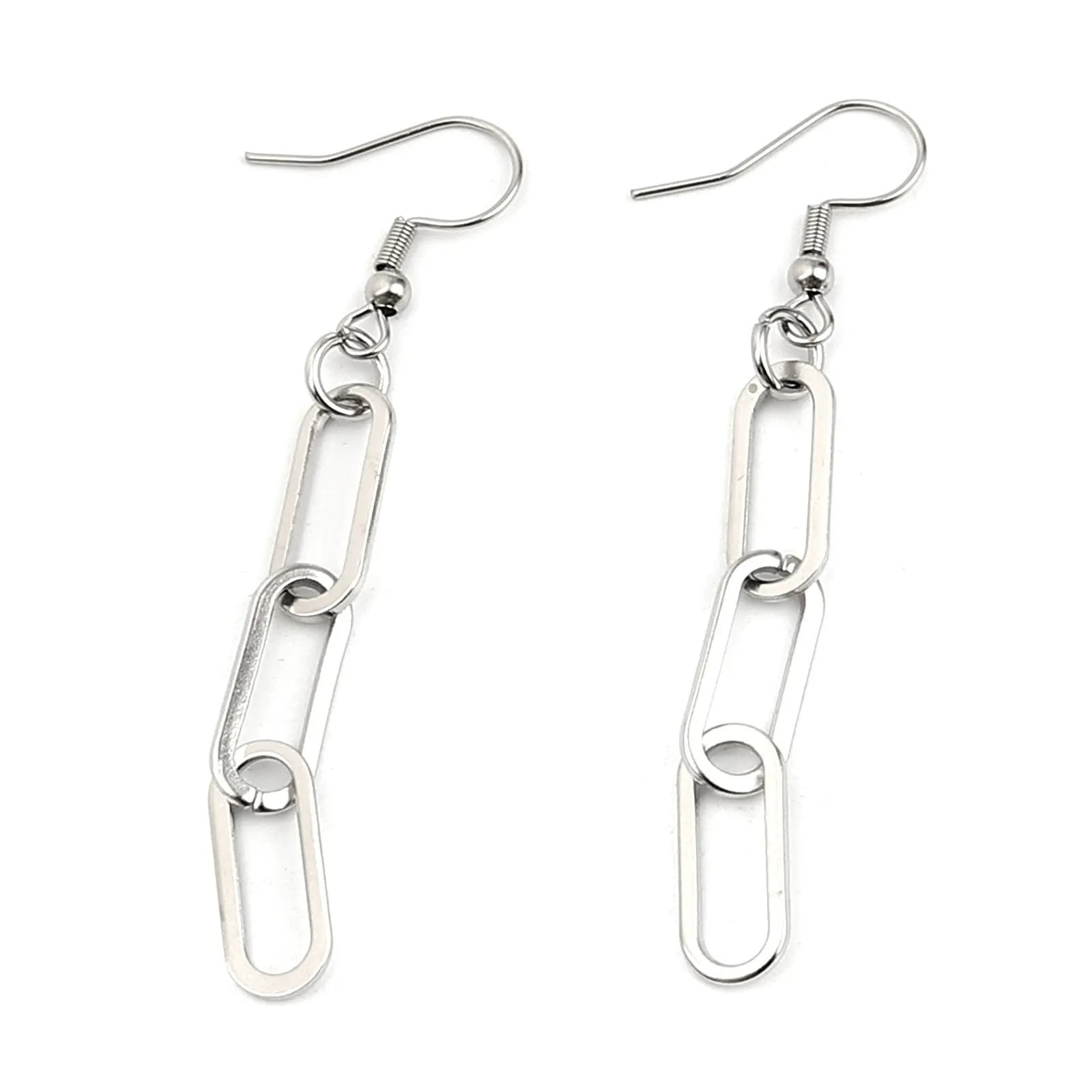 Silver Paperclip Earrings Rave Festival Party Techno EDM Jewellery