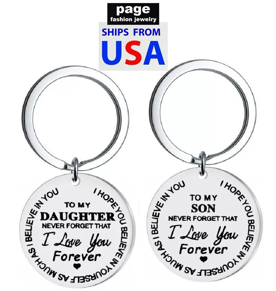 To My Son/Daughter Silver Keychain Diy Keyring Stainless Steel Jewelry Gifts