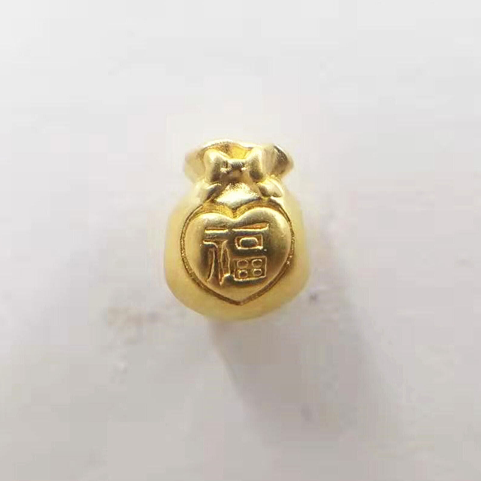 1PCS Pure 24K Yellow Gold Pendant 3D 福 Bag Transfer Bead DIY Jewelry