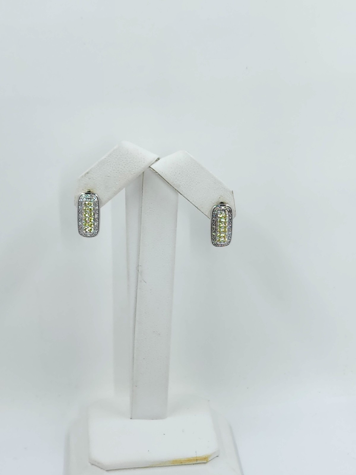 Yellow and White Cubic Zirconia Deco Style Sterling Silver Earrings