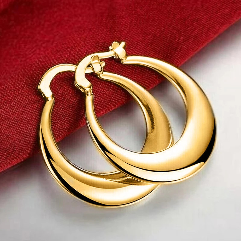 Simple Metal Silver Color/Gold Color Hoop Earrings for Women Versatile