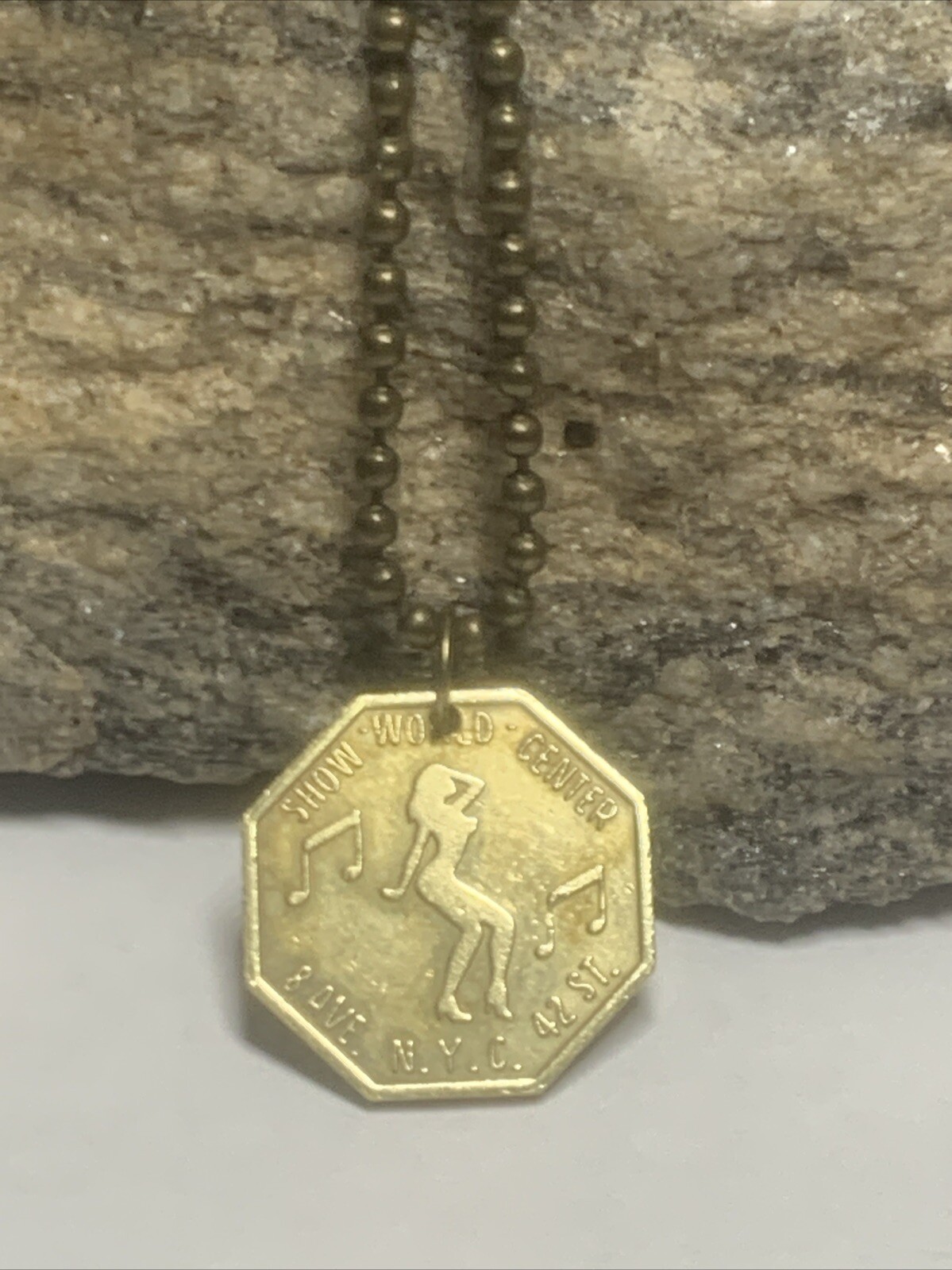 NYC STRIP TEASE Peep Show Coin Token Pendant Times Square 42 St. Wear History!