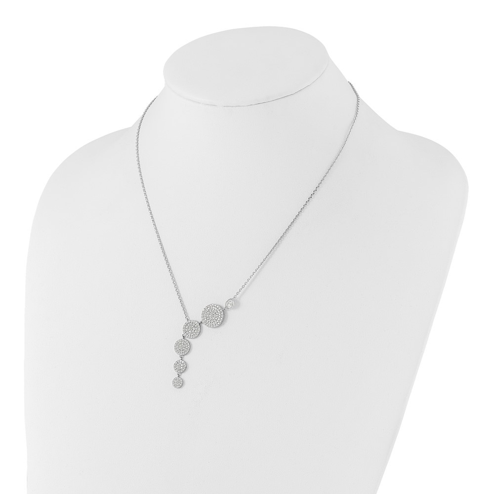 Sterling Silver Cubic Zirconia 178 Stone Circle Drop Necklace 16″ w/2in ext.