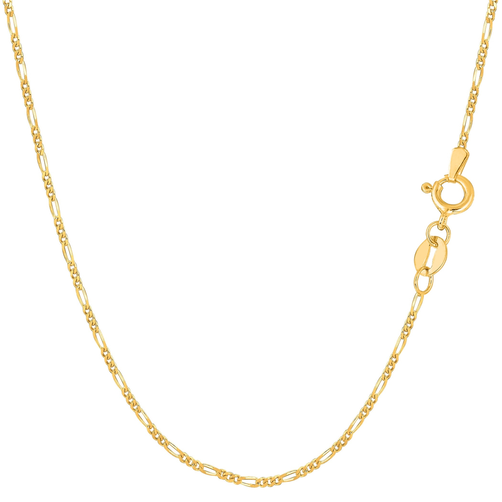 14k Yellow Real Solid Gold Figaro Chain Necklace, 1.3mm, 20″